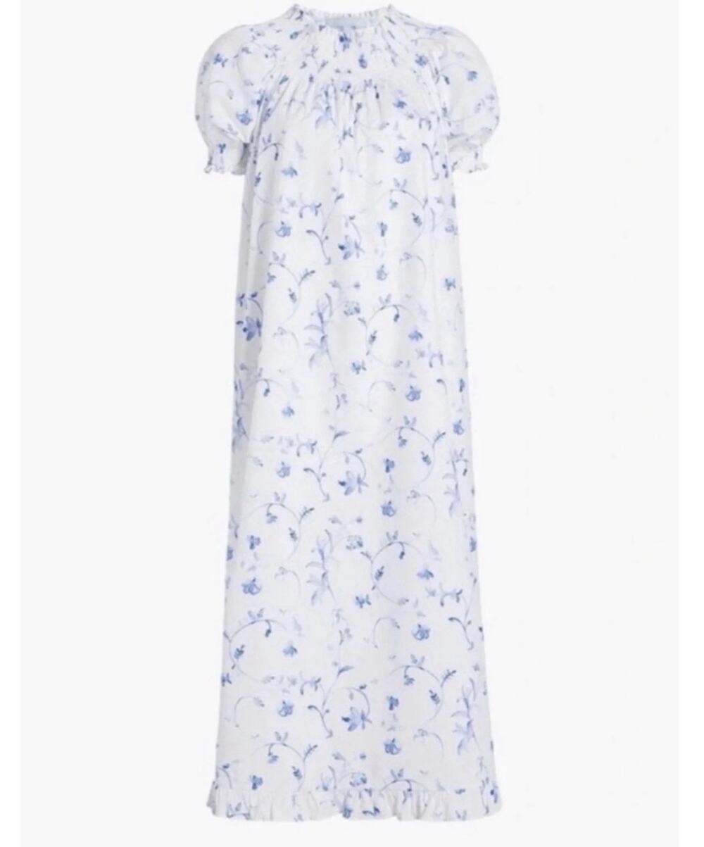 Hill House Home Caroline Nap Dress Womens XS White Blue Floral Maxi Dress